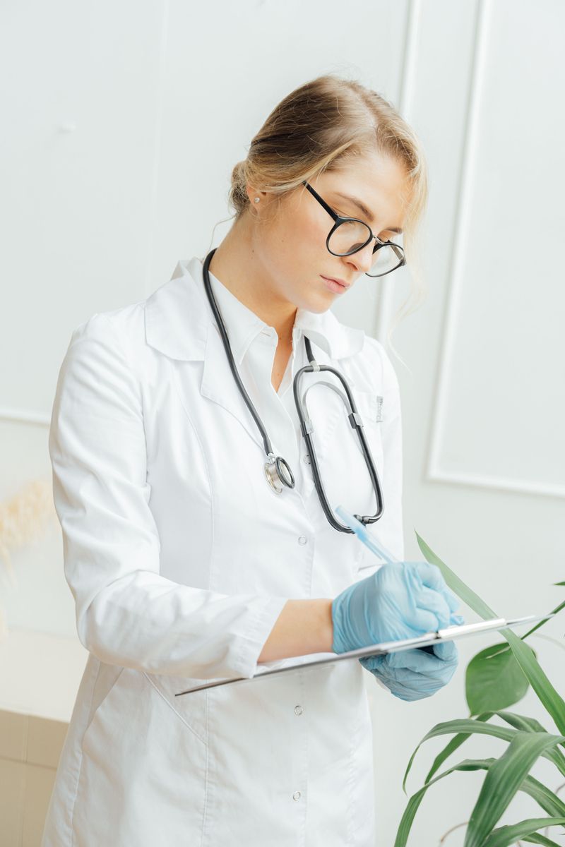 Medical professional reviewing patient notes